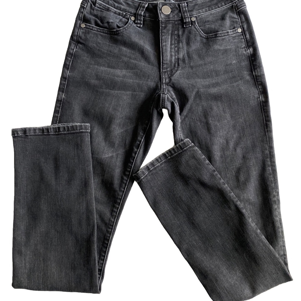Size 4 Cabi 3560 Black High Rise STRETCH Straight Leg Ankle Length Denim Jeans